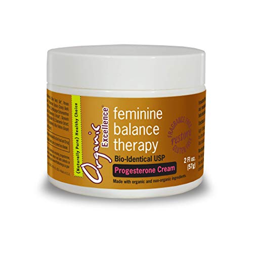 Product Cover Organic Excellence Feminine Balance Therapy Progesterone Cream - 2 oz / 57g Jar - Bio-Identical USP, Balancing Formula for Hormonal Imbalance, PMS, Perimenopause, Menopause