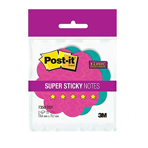 Product Cover Post-it Super Sticky Notes, 2.9 x 2.8-Inches, Tulip or Daisy Shapes, 2-Pads/Pack