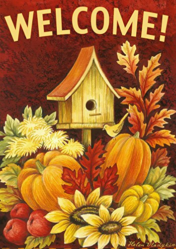 Product Cover Toland Home Garden Fall Birdhouse 12.5 x 18 Inch Decorative Autumn Harvest Welcome Double Sided Garden Flag