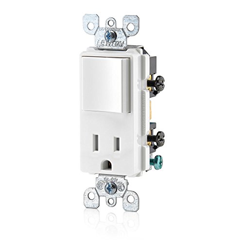 Product Cover Leviton T5625-W Decora Combination Switch and Tamper-Resistant Receptacle, White