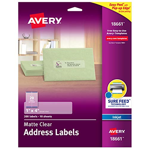 Product Cover Avery Matte Frosted Clear Address Labels for Inkjet Printers, 1