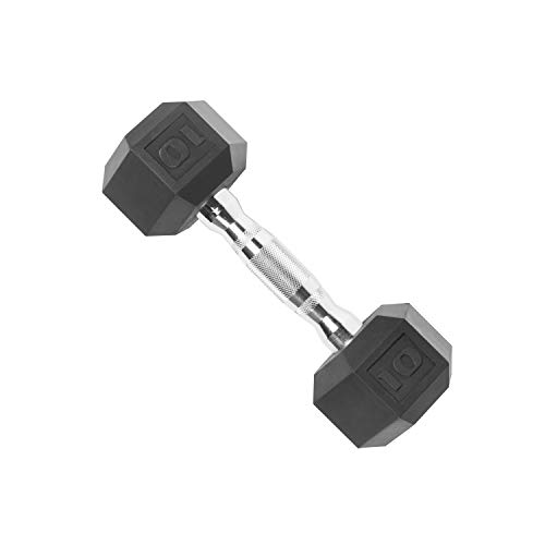 Product Cover CAP Barbell Coated Hex Dumbbell with Contoured Chrome Handle, Single, 10 Pounds