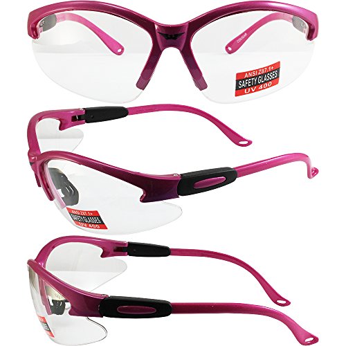 Product Cover Global Vision Eyewear Cougar Safety Glasses, Clear Lens, Pink Frame