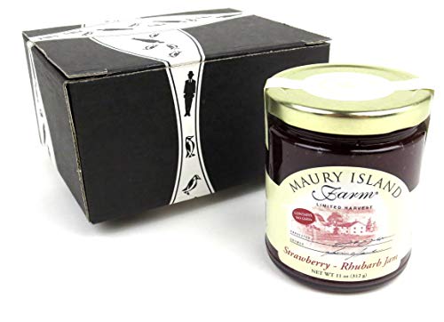 Product Cover Maury Island Limited Harvest Strawberry-Rhubarb Jam, 11 oz Jar in a BlackTie Box