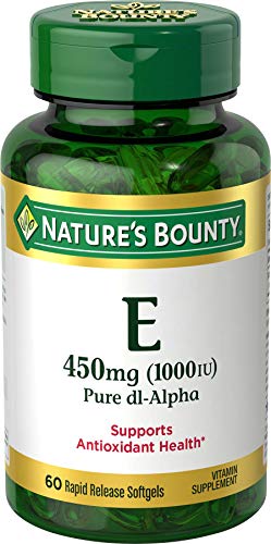 Product Cover Nature's Bounty Vitamin E Pills and Supplement, Supports Antioxidant Health, 1000iu, 60 Softgels