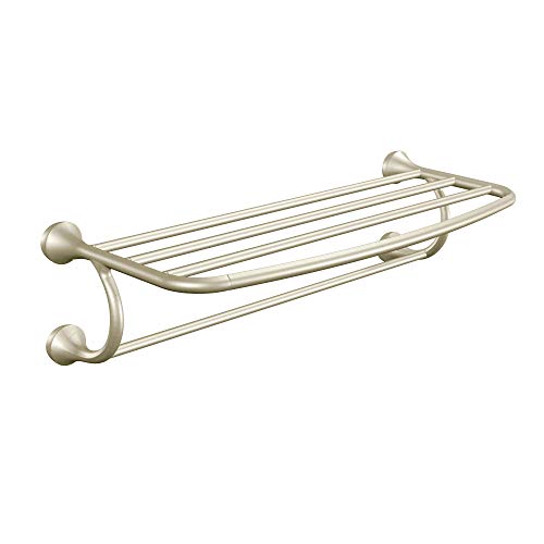Product Cover Moen YB2894BN Eva Collection 26-Inch Wide Bathroom Hotel-Style Towel Shelf, Brushed Nickel