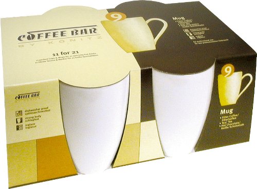 Product Cover Konitz Coffee Bar 10-Ounce Mugs, Set of 4, White