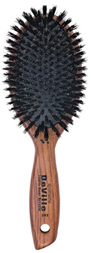 Product Cover Spornette DeVille Cushion Oval Boar Bristle Hair Brush (#342) with Wooden Handle for Straightening, Smoothing, Detangling, Daily Maintenance, Styling & Brush Outs - All Hair Types for Women, Men, Kids