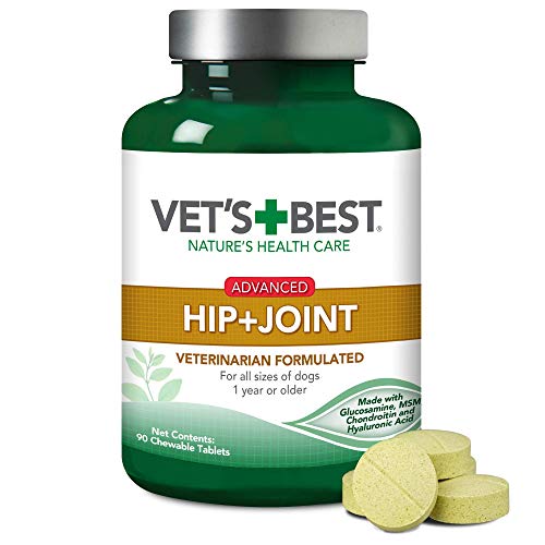 Product Cover Vet's Best Advanced Hip & Joint Dog Supplements | Formulated with Glucosamine and Chondroitin to Support Dog Joint and Cartilage Health | 90 Chewable Tablets, 90 Tablets