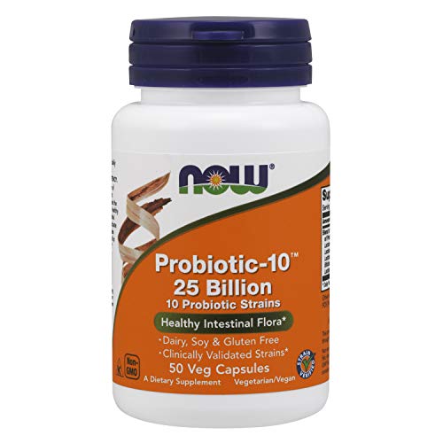 Product Cover NOW Supplements, Probiotic-10, 25 Billion, with 10 Probiotic Strains, Strain Verified, 50 Veg Capsules