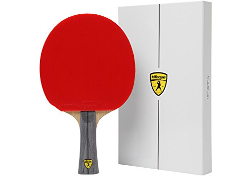 Product Cover Killerspin JET 600 Table Tennis Paddle, Ping Pong Paddle for Intermediate or Advanced Players, Table Tennis Racket with Wood Blade, Nitrx Rubber Grips Ping Pong Balls, Memory Box for Storage - Red & Black