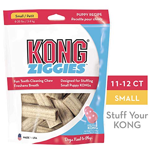 Product Cover KONG - Ziggiesª Puppy - Teeth Cleaning Dog Treats - Puppy Recipe - Small (Best used with KONG Puppy Rubber Toys)