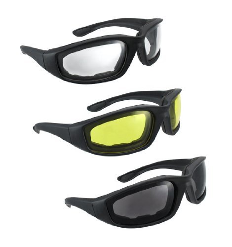 Product Cover HiSurprise 3 Pair Motorcycle Riding Glasses Smoke Clear Yellow