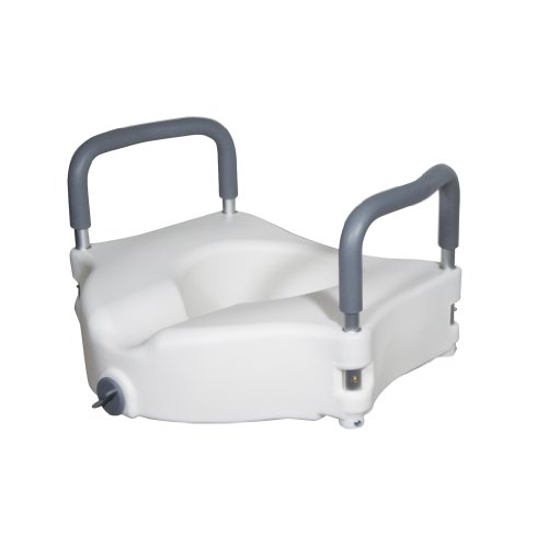 Product Cover Drive Medical Elevated Raised Toilet Seat with Removable Padded Arms, Standard Seat