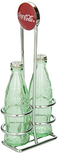 Product Cover TableCraft Coca-Cola CC339N Salt and Pepper Shaker Set with Chrome Plated Metal Rack, Coca-Cola Salt and Pepper Shaker Set