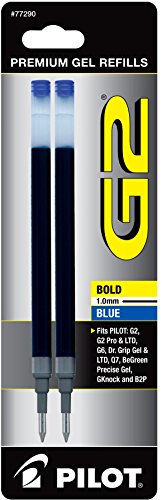 Product Cover PILOT G2 Gel Ink Refills For Rolling Ball Pens, Bold Point, Blue Ink, 2-Pack (77290)