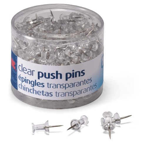Product Cover Officemate Push Pins, Clear, 200 Count (35711)