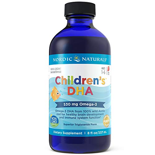 Product Cover Nordic Naturals Children's DHA Liquid - Omega-3 DHA Fish Oil Supplement for Kids, Supports Heart Health and Brain Development for Children During Critical Years*, Strawberry, 8 oz.