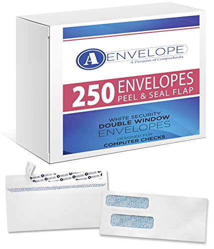 Product Cover 250 Double Window Self Seal Security Check Envelopes - Compatible for QuickBooks