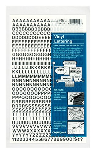 Product Cover Chartpak Self-Adhesive Vinyl Capital Letters and Numbers, 1/4 Inches High, Black, 610 per Pack (01000)