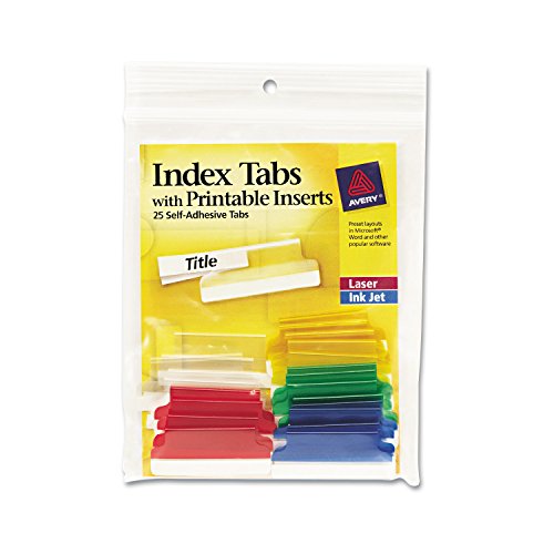 Product Cover Avery 16228 Insertable Index Tabs with Printable Inserts, 1 1/2, Assorted, White (Pack of 25)