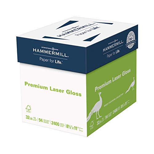 Product Cover Hammermill Paper, Premium Laser Gloss Paper, 8.5 x 11 Paper, Letter Paper Paper, 32lb, 94 Bright, 8 Packs / 2,400 Sheets (163110C) Acid Free Paper - White