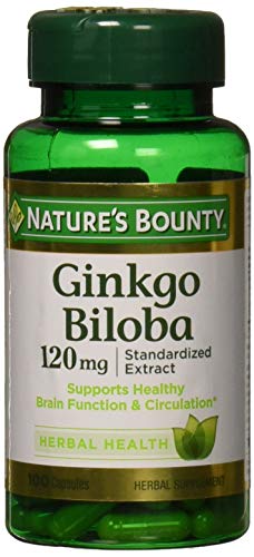 Product Cover Nature's Bounty Ginkgo Biloba Pills and Herbal Supplement, Supports Brain Function and Mental Alertness, 120mg, 100 Capsules