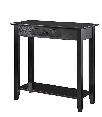 Product Cover Convenience Concepts American Heritage Hall Table with Drawer and Shelf, Black
