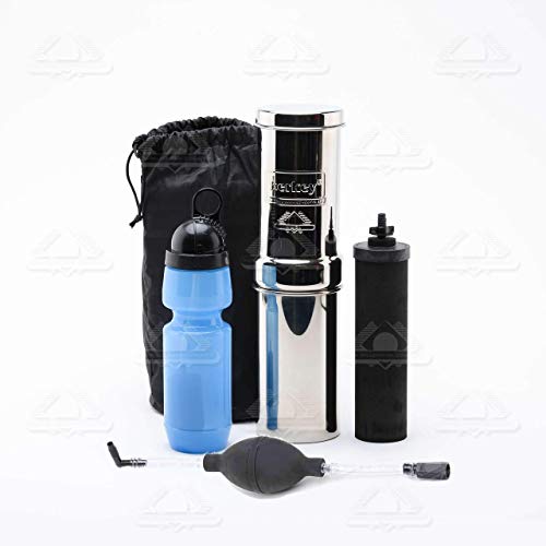 Product Cover Go Berkey Kit -Includes Stainless Steel Portable Water Filter System with Sport Berkey Water Bottle (Filter included) and a Vinyl Black Carrying Case