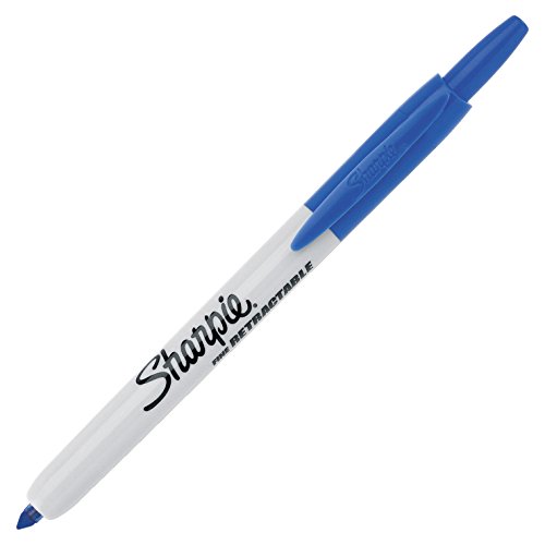 Product Cover Sharpie Retractable Fine Point Permanent Marker, Blue, Pack of 12