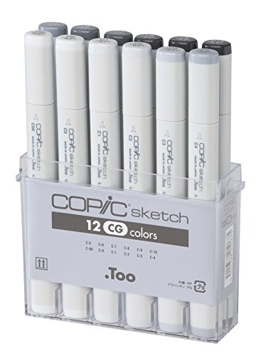 Product Cover Copic Markers 12-Piece Sketch Set, Cool Gray