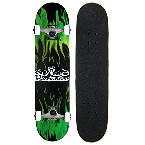 Product Cover Krown Rookie Complete Skateboard,Green Flame