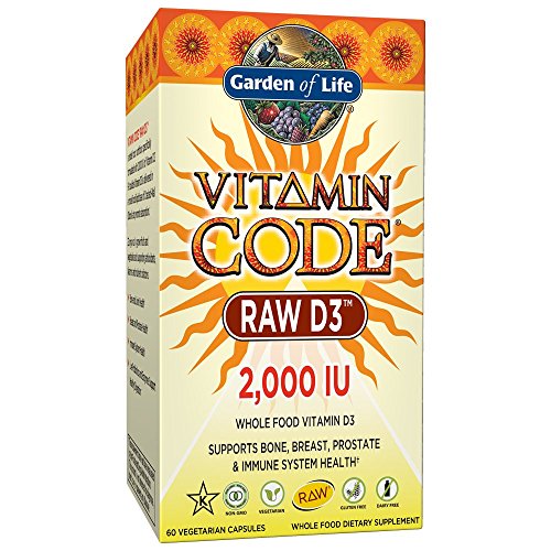 Product Cover Garden of Life D3 - Vitamin Code Whole Food Raw D3 Vitamin Supplement, 2000 IU, Dairy and Gluten Free, Vegetarian, 60 Count Capsules | D3 with Organic Green Cracked Wall Chlorella Plus Probiotics