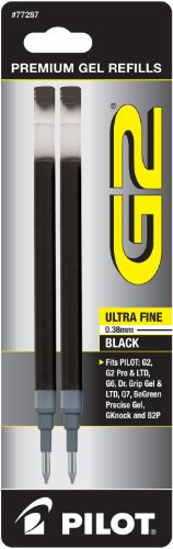 Product Cover PILOT G2 Gel Ink Refills For Rolling Ball Pens, Ultra Fine Point, Black Ink, 2-Pack (77287)