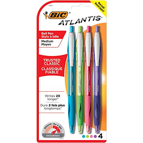 Product Cover BIC Atlantis Original Retractable Fashion Ball Pen, Medium Point (1.0 mm), Assorted, 4-Count