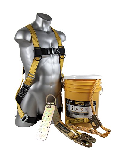 Product Cover Guardian Fall Protection (Qualcraft) 00815 BOS-T50 Bucket of Safe-Tie with Temper Anchor, 50-Foot Vertical Lifeline Assembly and HUV