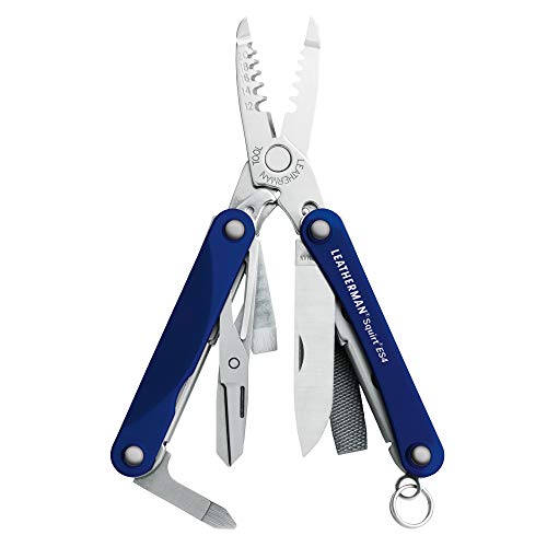 Product Cover LEATHERMAN - Squirt ES4 Keychain Multitool with Spring-Action Scissors and Wire Strippers, Built in the USA, Blue