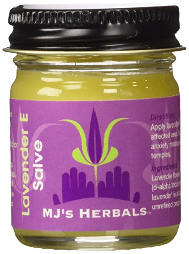 Product Cover MJ's Herbals Lavender E Salve - One Ounce Concentrate: Organic Moisturizer; Skin Smoother & Softener; All Purpose; Treats Dry, Chapped & Burned Skin; Uplifting; Calming; No Parabens; No Synthetics