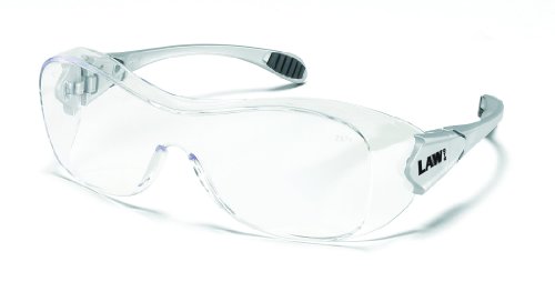 Product Cover Crews Law Over The Glass Polycarbonate Clear Anti-Fog Lens Safety Glasses with Hybrid Black Temple Sleeve