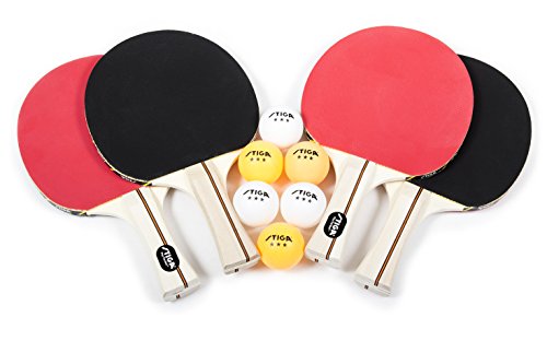 Product Cover STIGA Performance 4-Player Table Tennis Racket Set with Inverted Rubber for Increased Ball Control and Added Spin