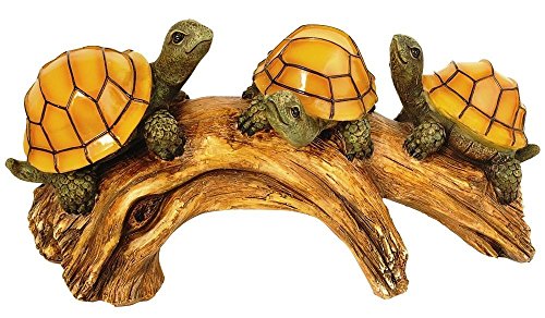 Product Cover Moonrays 91515 Solar-Powered Outdoor LED Light Garden Décor, Beautifully Painted Polyresin Turtles on a Log, 3 Amber LEDs And 1 AA NiCd Rechargeable Battery (Included) 11.02W x 5.51H inches