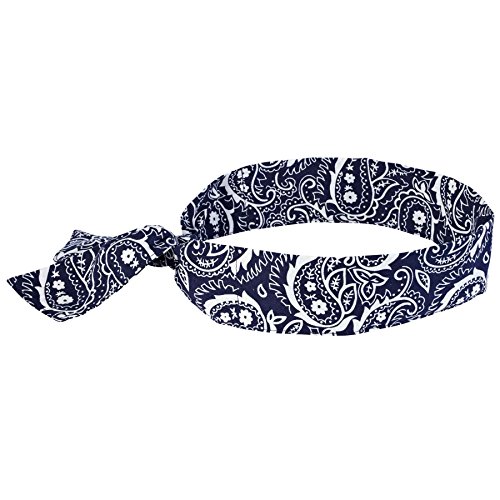 Product Cover Cooling Bandana, Navy Western, Evaporative Polymer Crystals for Cooling Relief, Tie for Adjustable Fit, Ergodyne Chill Its 6700