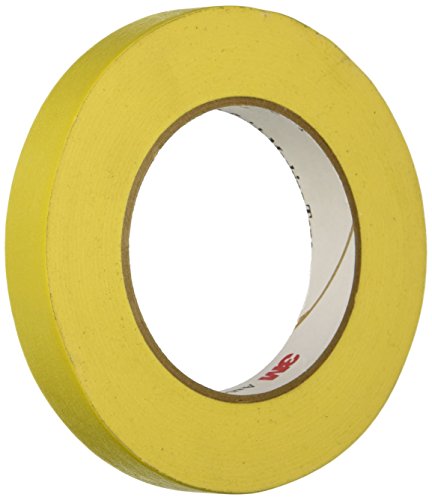 Product Cover 3M 06652 Automotive Refinish Masking Tape, 250 Degree F Performance Temperature, 28 lbs\in Tensile Strength, 55m Length x 18mm Width, Yellow (Case of 12 Rolls)