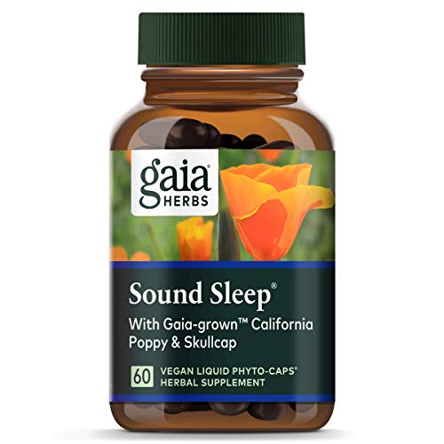Product Cover Gaia Herbs, Sound Sleep, Sleep Support,  Non Habit Forming Herbal Sleep Aid, Kava Kava Root, Passionflower, Skullcap,  California Poppy, Organic, Melatonin Free, Vegan Liquid Capsules, 60 Count