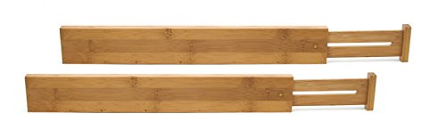 Product Cover Lipper International 8896 Bamboo Wood Custom Fit Adjustable Kitchen Drawer Dividers, Set of 2