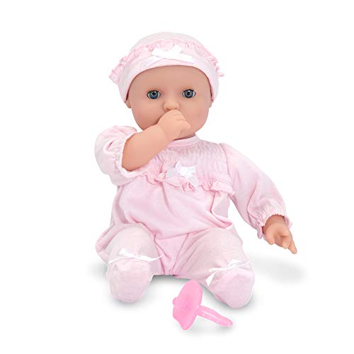 Product Cover Melissa & Doug Mine to Love Jenna 12-Inch Soft Body Baby Doll, Romper and Hat Included, Wipe-Clean Arms & Legs, 12.5