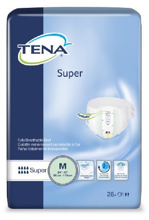 Product Cover TENA Super Brief, Medium, Heavy Absorbency Adult Diaper, Disposable, 67401 - Pack of 28