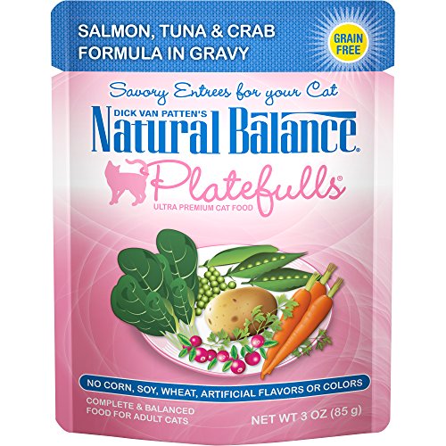 Product Cover Natural Balance Platefulls Grain Free Cat Food, Salmon, Tuna, And Crab Formula In Gravy, 3-Ounce Pouches (Pack Of 24)
