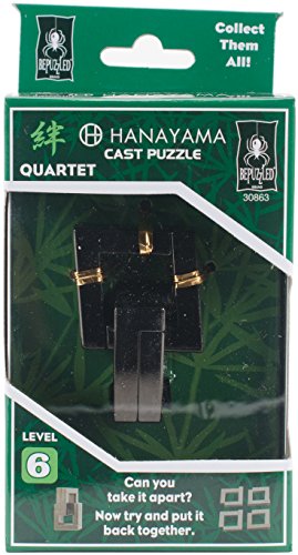 Product Cover Bepuzzled QUARTET Hanayama Cast Metal Brain Teaser Puzzle (Level 6) Puzzles For Kids and Adults Ages 12 and Up