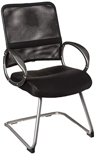 Product Cover Boss Office Products Mesh Back Guest Chair with Pewter Finish in Black
